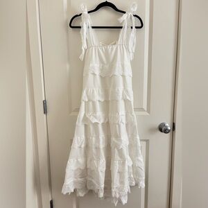 No Brand White Tiered Lace Dress